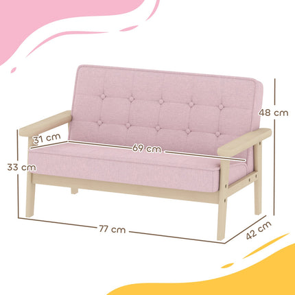 Vaikiška sofa, aksominė, medinis rėmas, 3-15 metų amžiaus, rožinė