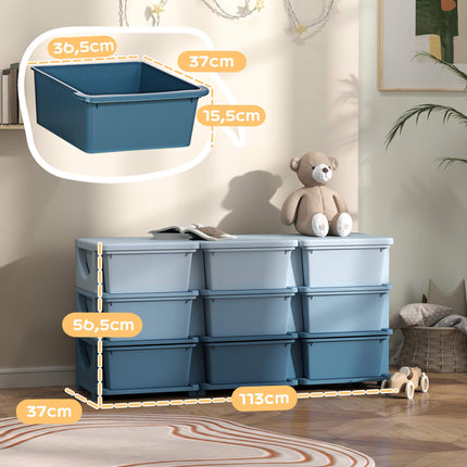 Vaikiška daiktadėžė, 9 stalčiai, mėlyna, plastikinė