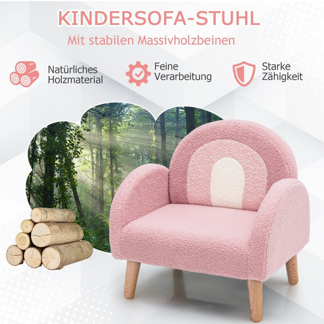 Vaikiškas fotelis mažyliams Vaikiška sofa su atlošu, rožinė