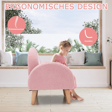 Vaikiškas fotelis mažyliams Vaikiška sofa su atlošu, rožinė