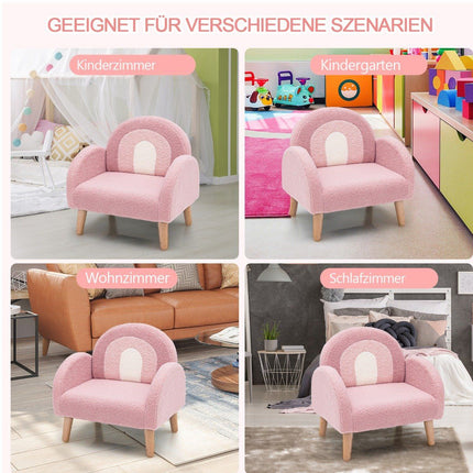 Vaikiškas fotelis mažyliams Vaikiška sofa su atlošu, rožinė