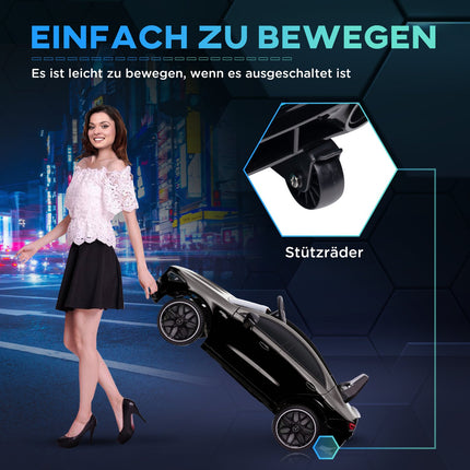 12V electric car for children with remote control, lights, music, black