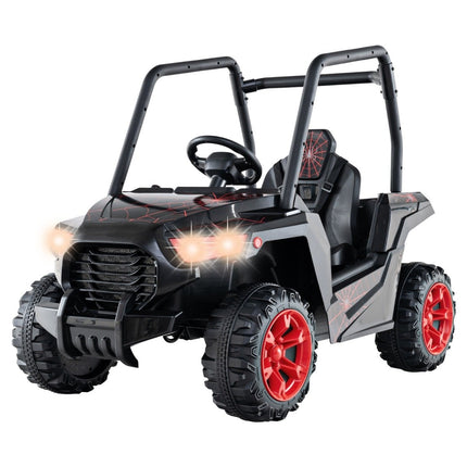 Vaikiškas elektrinis automobilis su 2.4G nuotolinio valdymo pultu, 24V elektrinės transporto priemonės UTV vaikams nuo 3 metų, juodas