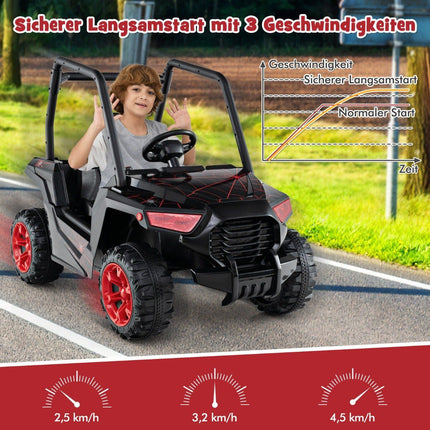 Vaikiškas elektrinis automobilis su 2.4G nuotolinio valdymo pultu, 24V elektrinės transporto priemonės UTV vaikams nuo 3 metų, juodas