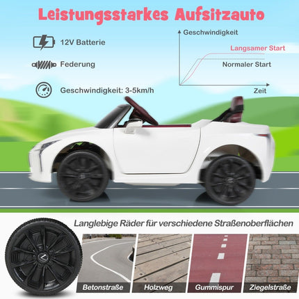 Vaikiškas elektrinis automobilis su 2.4G nuotolinio valdymo pultu, LED šviesomis ir muzika, Lexus LC500, baltas