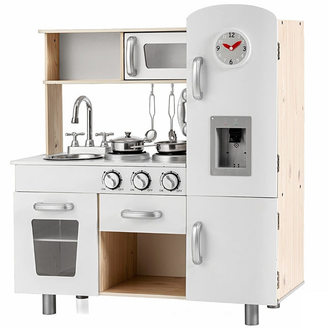 Vaikų virtuvėlė su tikroviškomis šviesomis ir garsu bei šaldytuvu, 72,5 x 29 x 81,5 cm, balta