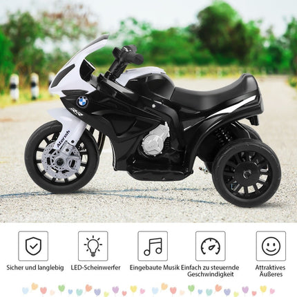 Vaikiškas motociklas 6v vaikiška transporto priemonė 6v vaikiška transporto priemonė su muzika 66 x 37 x 44,5 cm juoda + balta