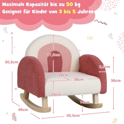 Vaikiška supamoji kėdė, meškiuko pliušinis fotelis su supamosiomis kojelėmis, pagaminta iš tuopos medienos, raudona
