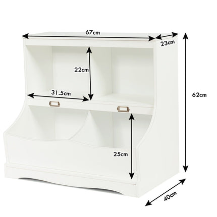 Children's shelf with 4 compartments, toy shelf, bookcase for children, 67 x 40 x 62 cm, white