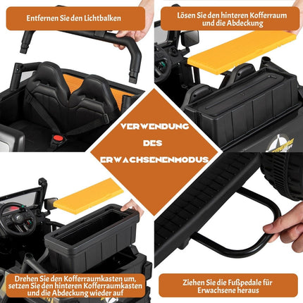 Vaikiška transporto priemonė su baterijomis ir nuotolinio valdymo pultu, 123,5 x 70,3 x 71,3 cm, juoda