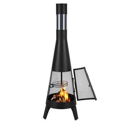 Chiminea 20 Inch Wood Burning Fire Pit With BBQ Grill
