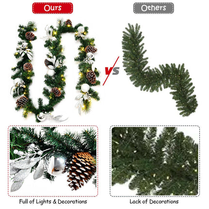 Kalėdinė girlianda 2,7 m, 50 LED lempučių, kankorėžiai, laikmatis