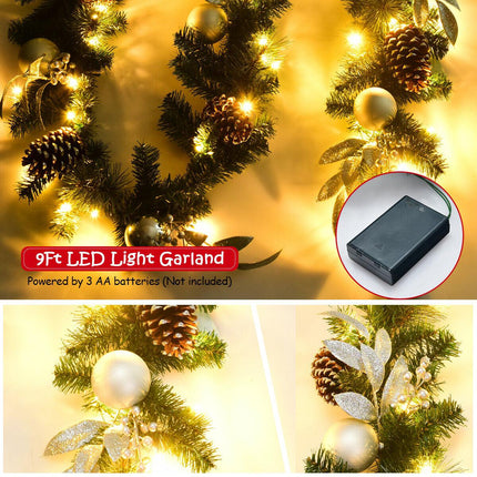 Kalėdinė girlianda 2,7 m, 50 LED lempučių, kankorėžiai, laikmatis