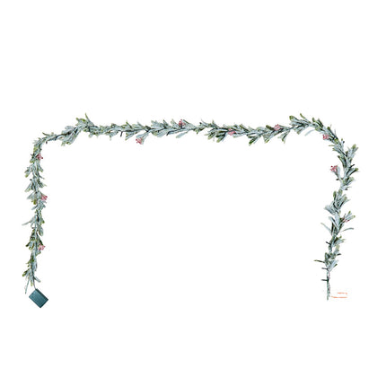 Christmas Garland 9 ft with LED Lights, Olive Leaves, Berries
