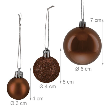Christmas Tree Baubles Set, 76 Pcs – Matte, Shiny, Glitter