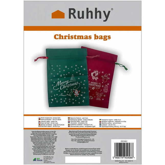 Kalėdiniai maišeliai - 4 vnt. rinkinys Ruhhy 24961