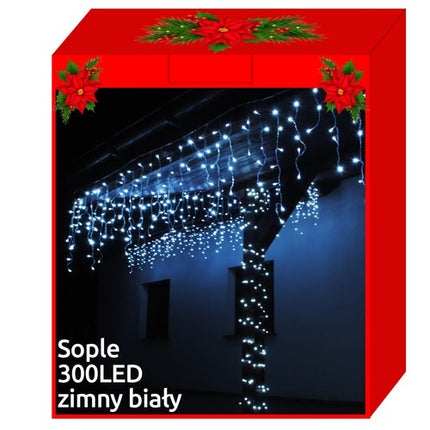 Kalėdinės lemputės - varvekliai 300 LED šaltai balta 31V