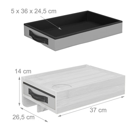 Bambukiniai naktiniai staliukai su spaustukais, 2 vnt. komplektas, su stalčiumi