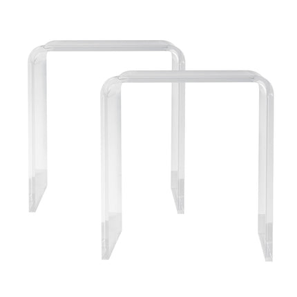 Clear Acrylic C-Shaped Side Tables Set, 2-Pack, 18mm