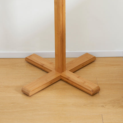 Drabužių kabykla iš bambuko su 8 kabliukais, prieškambariui, miegamajam, natūrali, 49,5 x 49,5 x 178 cm