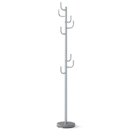 Paltų kabykla, 175 cm, 8 kabliukai, reguliuojamo aukščio, sidabrinė
