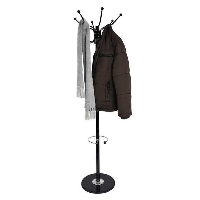 Paltų kabykla su skėčio stovu, marmurinis pagrindas, 16 kabliukų
