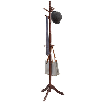 Paltų kabykla su 9 kabliukais, laisvai pastatoma drabužių kabykla su reguliuojamu aukščiu, 175 cm, ruda