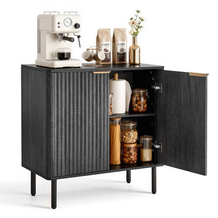 Coffee Bar Cabinet – Fluted Barn Door, Black, 80 cm