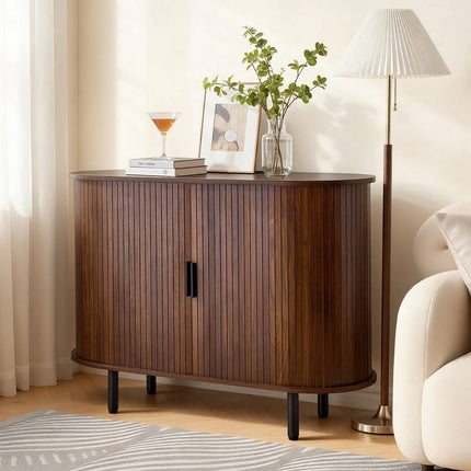 Coffee Bar Cabinet with Sliding Doors, Walnut, 100 x 40 cm