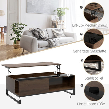 Modern coffee table in black steel with storage, 102x58x35.5 Cm