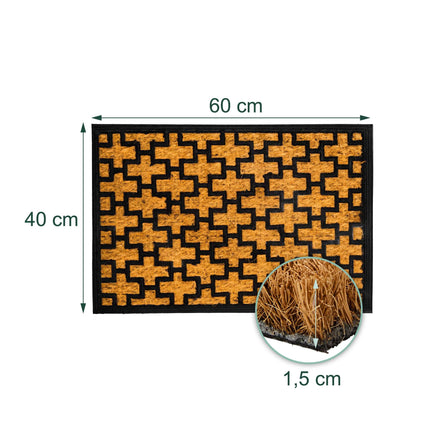 Kokoso pluošto ir PVC kilimėlis durims, 60x40 cm, natūralus ir juodas