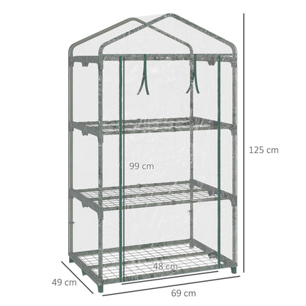 Kompaktiškas balkoninis šiltnamis su lentynomis, atsparus oro sąlygoms, 125 cm
