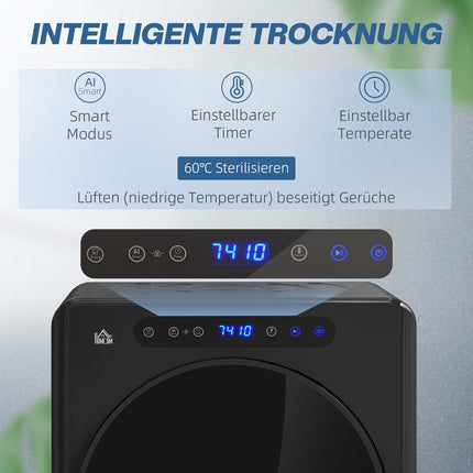 Kompaktiška drabužių džiovyklė, 4 kg talpa, 6 programos, juoda