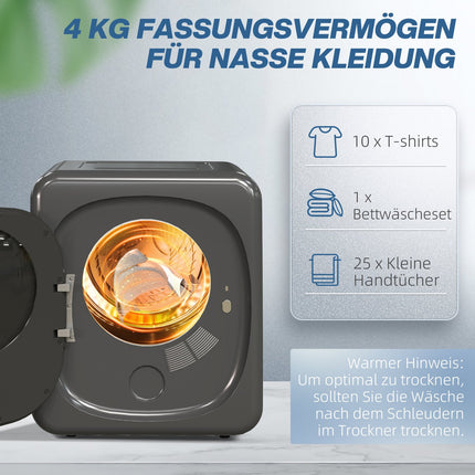 Kompaktiška drabužių džiovyklė su UV sterilizacija, 4 kg talpa