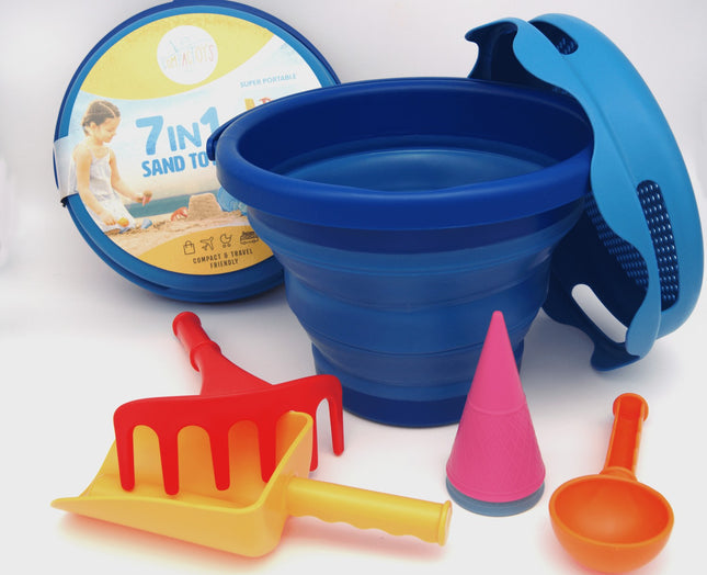 „Compactoys“ paplūdimio kibiras su smėlio dėže, 7 viename, mėlynas