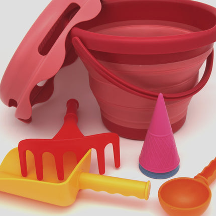 „Compactoys“ paplūdimio kibiras su smėlio dėže, 7 viename, raudonas