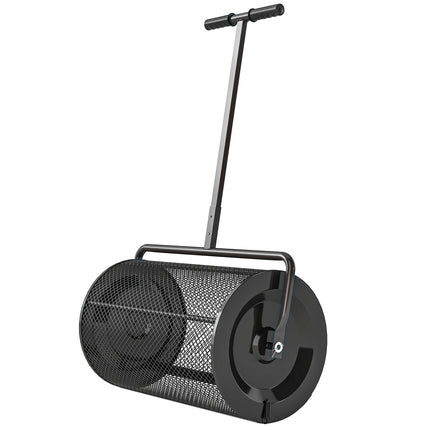 Komposto barstytuvas 300L 61x40cm trąšų barstytuvas vejos sodas sodo barstytuvas su T formos rankena, tinkliniu krepšiu metalinis sėklų barstytuvas durpių samanų barstytuvas vejos barstytuvas vejos priežiūra kompostui, mėšlui trąšos sėklos