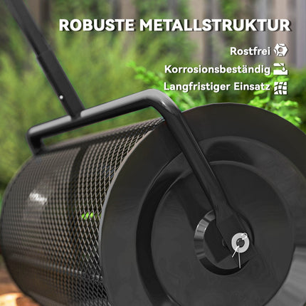 Komposto barstytuvas 300L 61x40cm trąšų barstytuvas vejos sodas sodo barstytuvas su T formos rankena, tinkliniu krepšiu metalinis sėklų barstytuvas durpių samanų barstytuvas vejos barstytuvas vejos priežiūra kompostui, mėšlui trąšos sėklos
