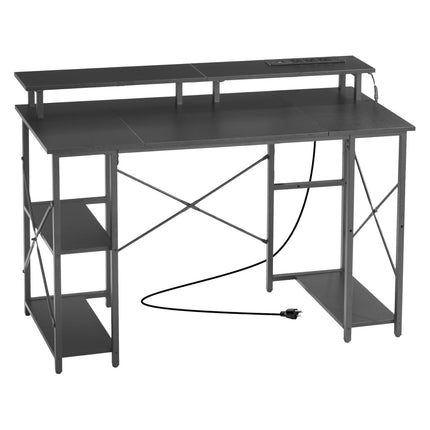 Computer Desk 120 cm – LED Lights, Power Outlets, Monitor Stand