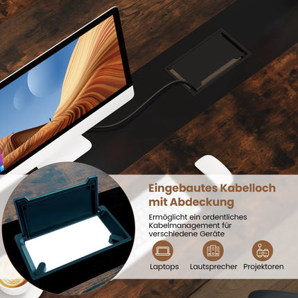 Konferencijų stalas 180x90 cm 8-10 žmonių, laidų tvarkymas