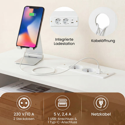 Konsolinis staliukas su LED apšvietimu ir įkrovimo stotele