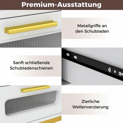 Konsolinis staliukas su LED lemputėmis ir įkrovimo stotele, baltas, 90x40x75 cm
