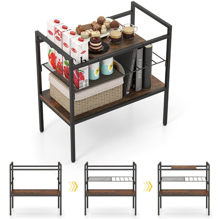 Konsolinis staliukas su lentynomis, siauras konsolinis staliukas, 60 x 33,5 x 61 cm, kaimiškos rudos spalvos