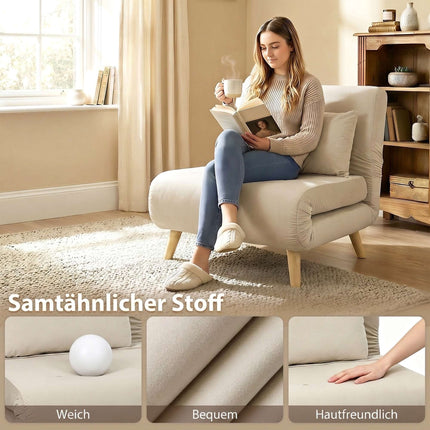 Išskleidžiama 3 viename sofa-lova, reguliuojamas atlošas, smėlio spalvos