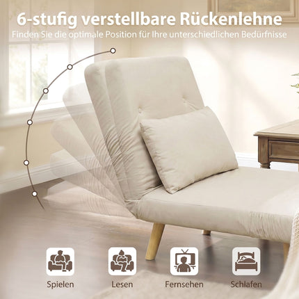 Išskleidžiama 3 viename sofa-lova, reguliuojamas atlošas, smėlio spalvos