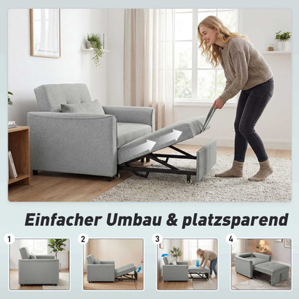 Transformuojama 3 viename sofa-fotelis-lova, reguliuojamas atlošas, pilka