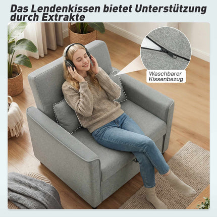 Transformuojama 3 viename sofa-fotelis-lova, reguliuojamas atlošas, pilka