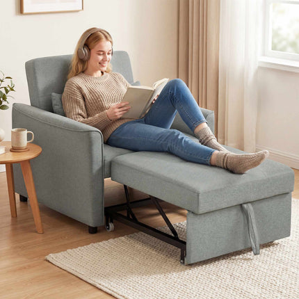 Transformuojama 3 viename sofa-fotelis-lova, reguliuojamas atlošas, pilka