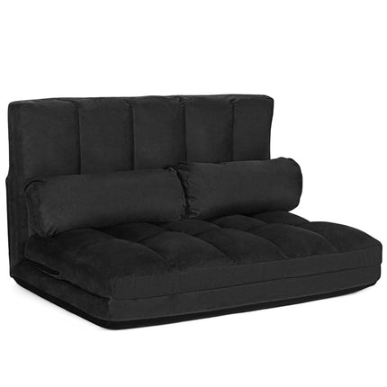 Išskleidžiama grindų sofa-lova, reguliuojamas atlošas, juoda