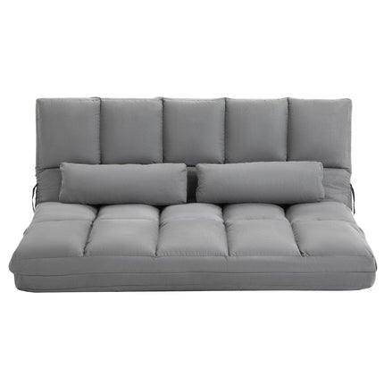 Išskleidžiama sofa-lova su reguliuojamu atlošu, šviesiai pilka